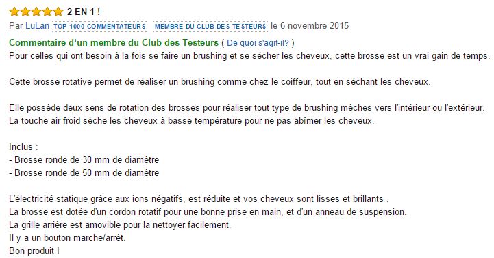 commentaire de la Brosse soufflante Calor CF9420C0